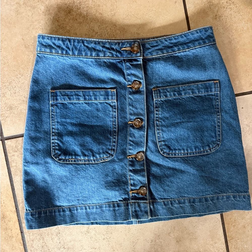 Free people Denim Button-Front Mini Skirt in Blue